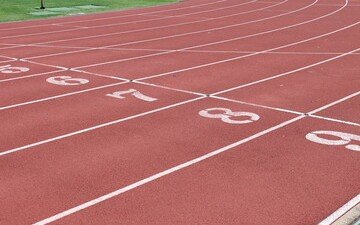 Numbered lanes on a running track