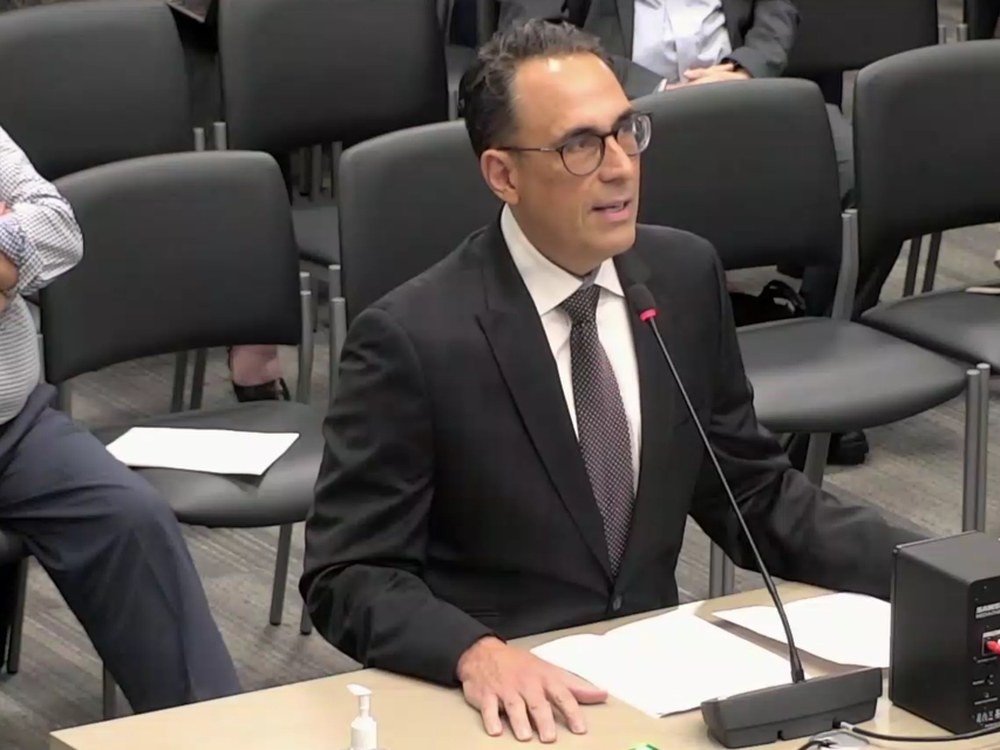 Louis Frapporti presenting at a municipal council meeting
