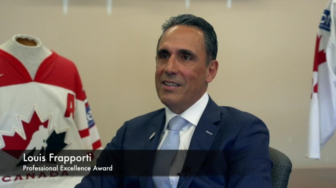Louis Frapporti speaking on camera in the Professional Excellence Award film